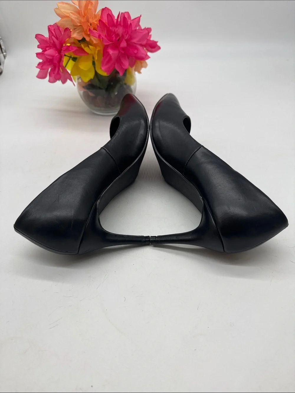 Cynthia Rowley Black Pointed-Toe Leather Pumps Size 9.5 BHE10117E
